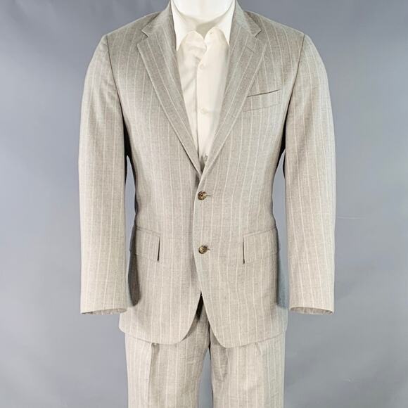 RALPH LAUREN Size 38 Regular Grey Light Grey Wool Notch Lapel Suit - Picture 1 of 16